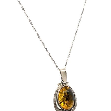 18” x .67mm .925 Sterling Silver Amber Pendant 4.5g