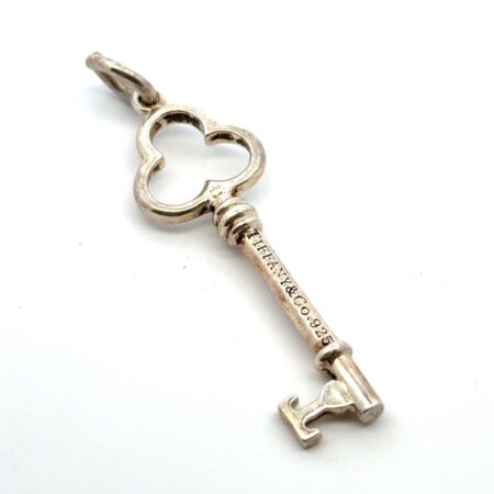 Vintage Tiffany & Co. Large Trefoil Key Charm 925 Sterling Silver Pendant 3.8g
