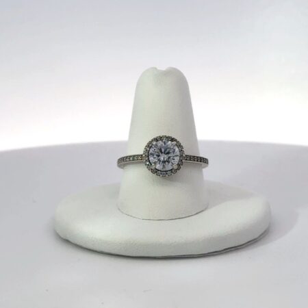 Pandora, .925 Sterling Silver & CZ Solitaire w/ Classic CZ Halo Ring - 3.0g