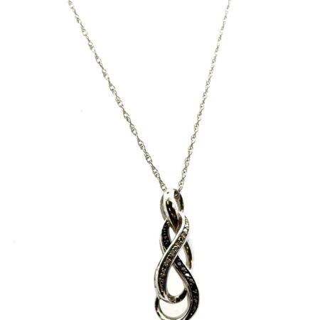 19” Helzburg .925 Sterling Silver Black & White Diamond Pendant Necklace, 3.6g