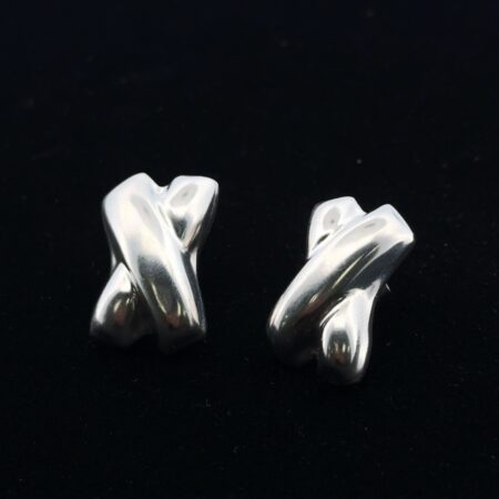 Taxco Mexico 925 Sterling Silver Puffy Double Cross X Earrings 12.1g