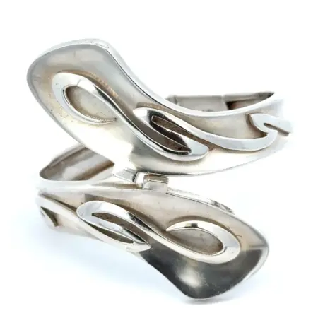 Taxco FCG .925 Sterling Silver Hinged Bangle Bracelet - 6.5”, 40.5g