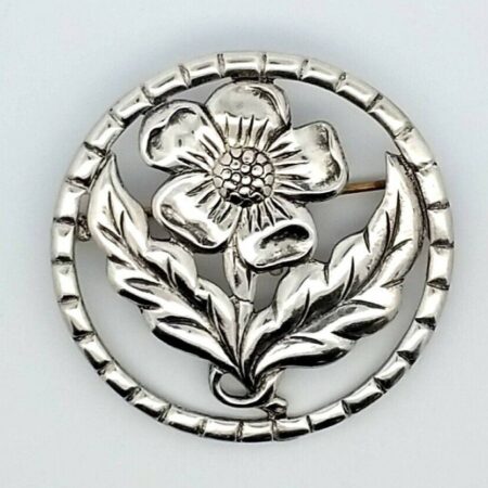 Vintage Sterling Silver Circular Flower Pin/Brooch 10.5 Grams