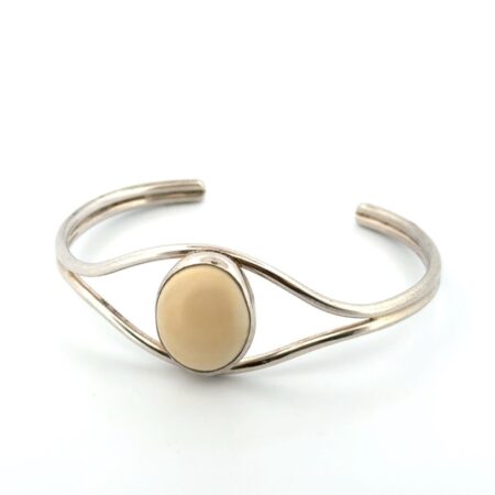 6” Oval Cow Bone 925 Sterling Silver Cuff Bracelet 11.8g