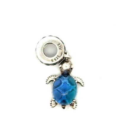Pandora .925 Sterling Silver Murano Glass Sea Turtle Dangle Charm, “ALE”, 2.8g