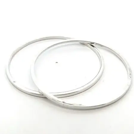 Set of (2) - 925 Sterling Silver Bangle Bracelets - 2.5mm Thick - 18.3g Total