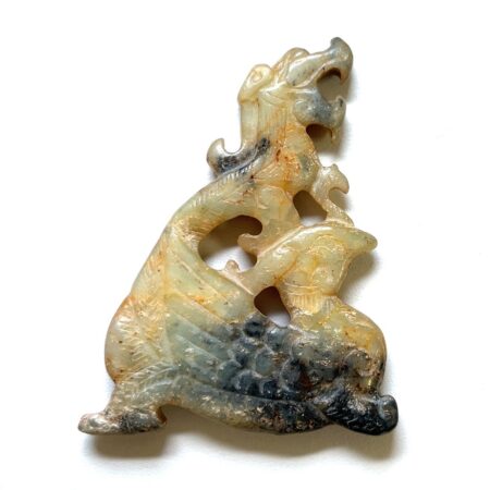 Antique Chinese Carved Jade Dragon Talisman Pendant 38.1g