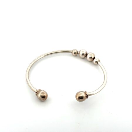7” 925 Sterling Silver Beaded Cuff Bracelet 12g