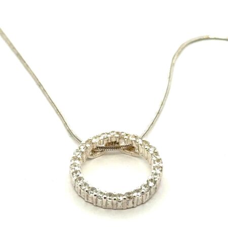 20” .925 Sterling Silver Cubic Zirconia Open Circle Pendant, 7.9g