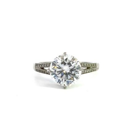 Vintage Stauer .925 Sterling Silver, Round CZ Solitaire w/ Accents Size 10