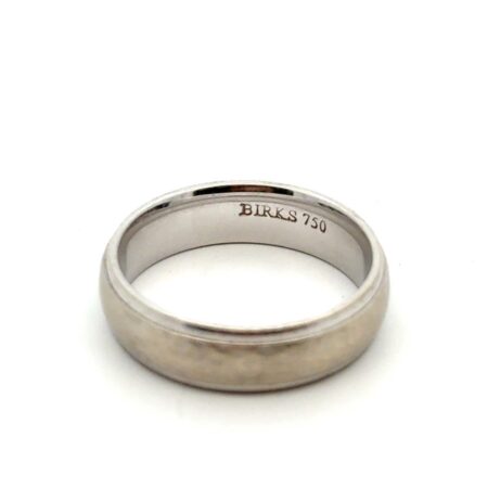 Birks 18k White Gold Hammered Textured Band Ring Size: 10