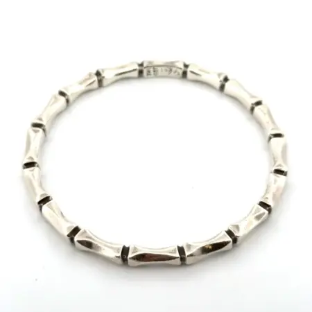 7.5” Mexico 925 Sterling Silver Bamboo Link Bangle Bracelet 29.2g