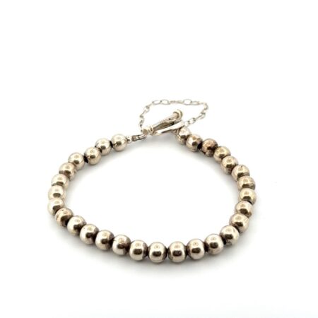 7.25” x 6mm Ball Beaded 925 Sterling Silver Toggle Clasp Bracelet 18.3g