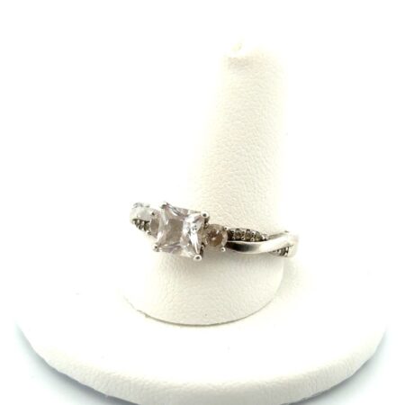 Size: 9.75 Emerald Cut CZ Engagement 925 Sterling Silver Ring 3.48g