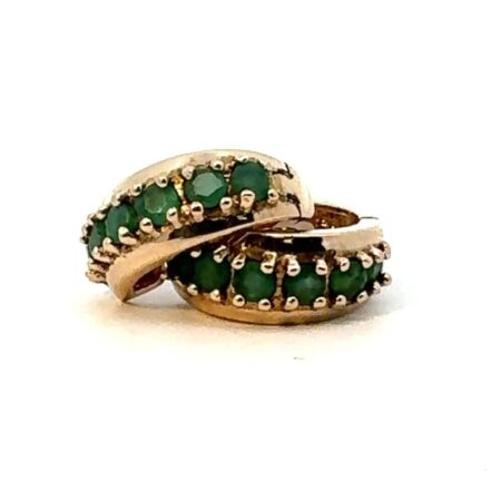 Ross Simons .925 Sterling Silver Emerald Stone Huggie Hoop Earrings 4.7g