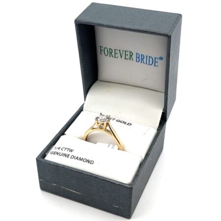 Forever Bride 10kt Yellow Gold & 1/4 CTTW Genuine Diamond Ring Size: 7.25 w/ Box