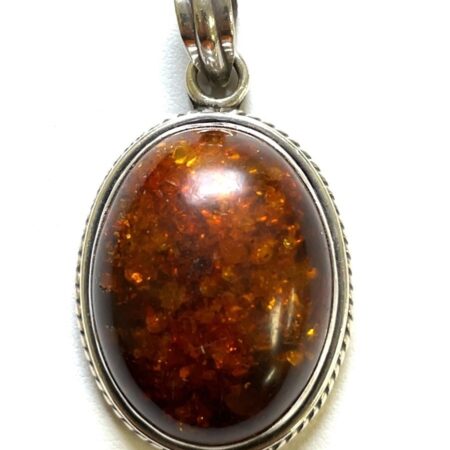 Vinatge 925 Sterling Silver Genuine Yellow Amber Large Statement Pendant 24.4 Gr