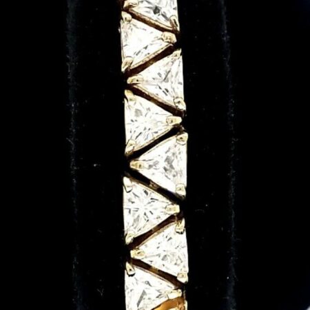 925 Sterling Silver Vermeil With Cubic Zirconia 7.5" Tennis Bracelet 24.1 Gram