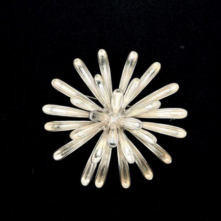 Vintage Zina .925 Sterling Silver Modernist Flower Motif, Pin/Brooch, 22.4g