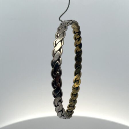 925 Sterling Silver Braided Rope Bangle Bracelet 8 Inch