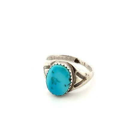 Size: 6.5 Natural Turquoise 925 Sterling Silver Ring 3.9g
