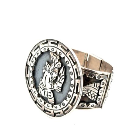 6.75” Hecho en Mexico 925 Sterling Silver Large Storyteller Panel Bracelet 100g