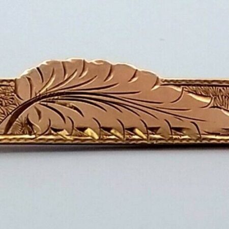 Antique Victorian Bar Engraved Leaf Gold Filled Brooch/Pin 6.8 Grams
