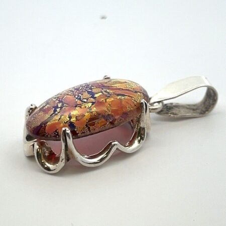 Vintage 925 Sterling Silver Dichroic Floating Glass Pendant 10g
