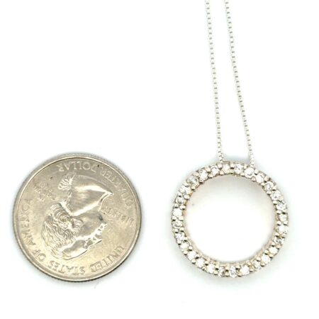 18” .925 Sterling Silver, CZ Eternity Circle Pendant Necklace 5.7g