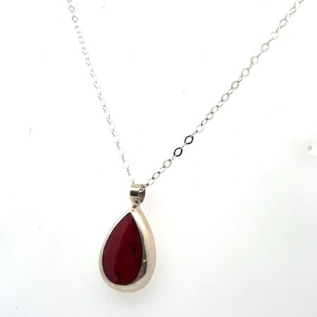 18” Mexico 925 Sterling Silver Carnelian Pendant Necklace 5.1g