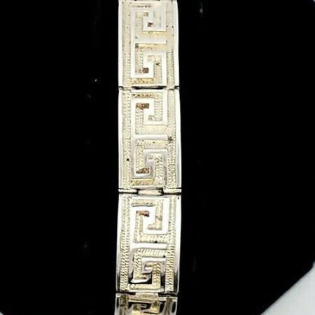 925 Sterling Silver Greek Key Link 7.75" Bracelet 20.3 Grams