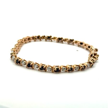 70 Vintage .925 Sterling Gold Vermeil Sapphire Bracelet, 12.8g