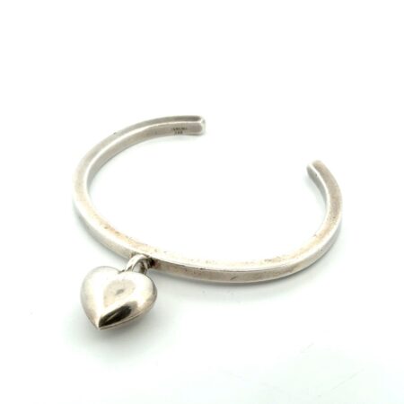 6” Heart Charm 925 Sterling Silver Cuff Bracelet 18g
