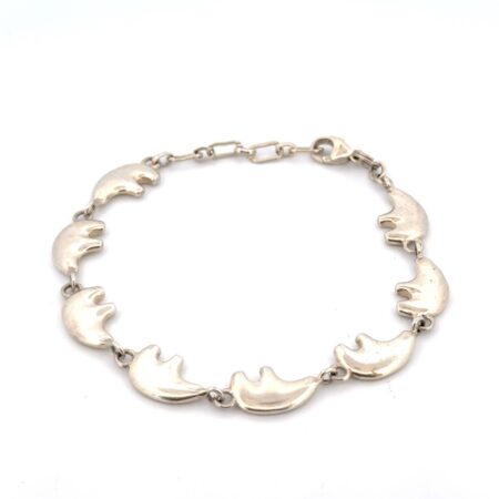 7-8” 925 Sterling Silver Polar Bear Link Bracelet 16.2g