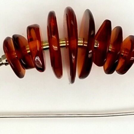 925 Sterling Silver Amber Chip Bail Bead Brooch/Pin 9.2 Grams