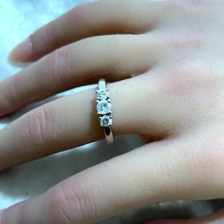 TAL 14K White Gold 3-Diamond Setting .5CT Ring Size-7.5