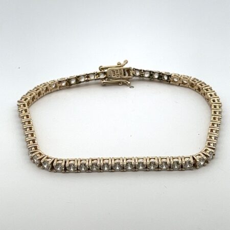Gold Vermeil Over Sterling Silver CZ 7.25” Tennis Bracelet Double Safety - 10.6g