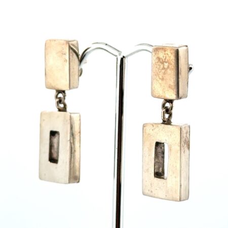Mexico 925 Sterling Silver Rectangle Dangle Earrings 13.3g