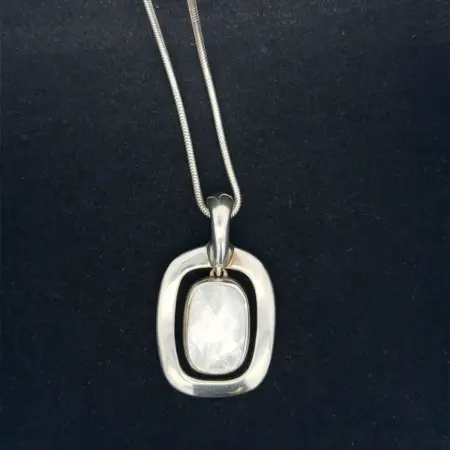 18” 925 Sterling Silver Joseph Esposito Faceted Mother of Pearl Necklace 29.1g