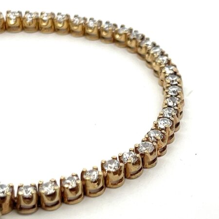 7.5” Gold Vermeil & 925 Sterling Silver Tennis Bracelet w/ Cubic Zirconia Stones