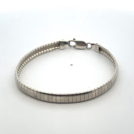 Italian 925 Sterling Silver Flexible Omega Bracelet 6mm Wide 10.9g