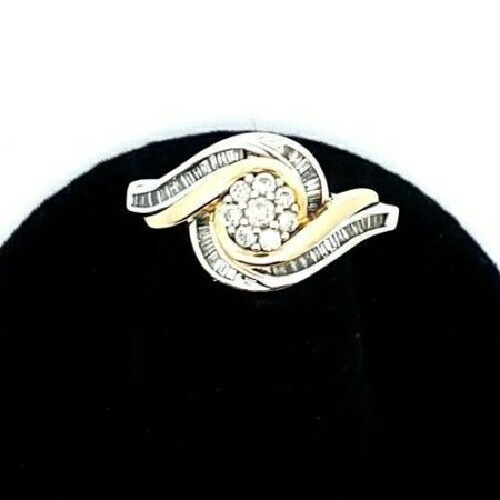 Sterling Silver 14KG 1/3Ct TCW Diamond Cluster Ring Size-5.5