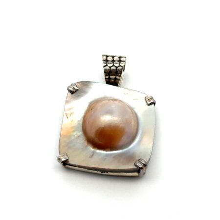 925 Sterling Silver Mabe Blister Pearl Pendant 7.5g