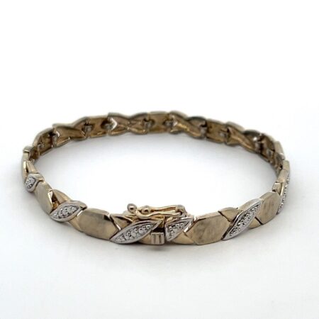 7” 925 Sterling Silver & Gold Vermiel Hugs & Kisses Bracelet 11.5g