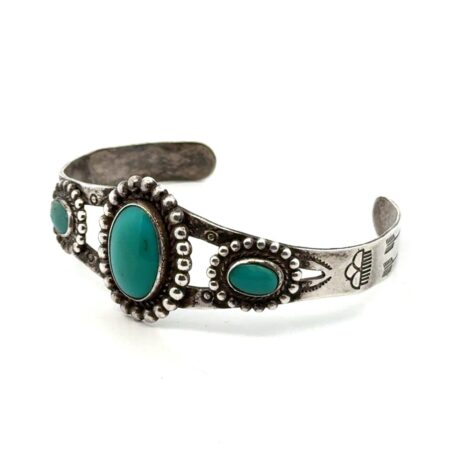 Bell Trading Post 60’s 925 Sterling Silver & Turquoise Flex. Cuff Bracelet 17.6g