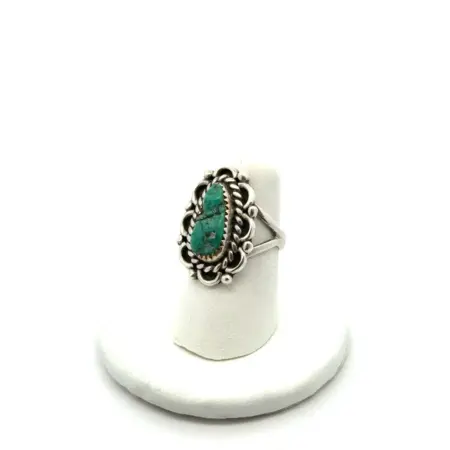 Vintage Southwestern 925 Sterling Silver Turquoise Ring, Size-6, 7.1g