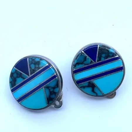 Calvin Begay Blue Lapis Sterling Silver Earrings - 9.3 Grams