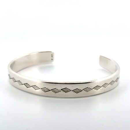 8” - 925 Sterling Silver Simple Textured Cuff Bracelet 33.3g