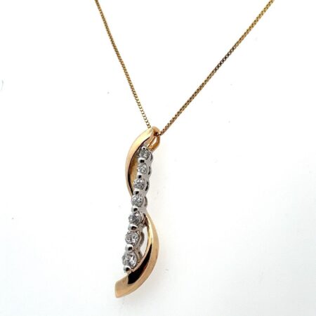 18” Vintage JJT Designer CZ Swirl Gold Vermeil Necklace 3.9g