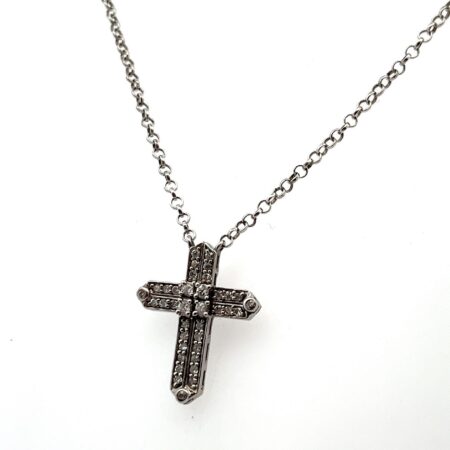 18” 925 Sterling Silver Chain w/ Cubic Zirconia Transforming Cross Pendant 5.3g